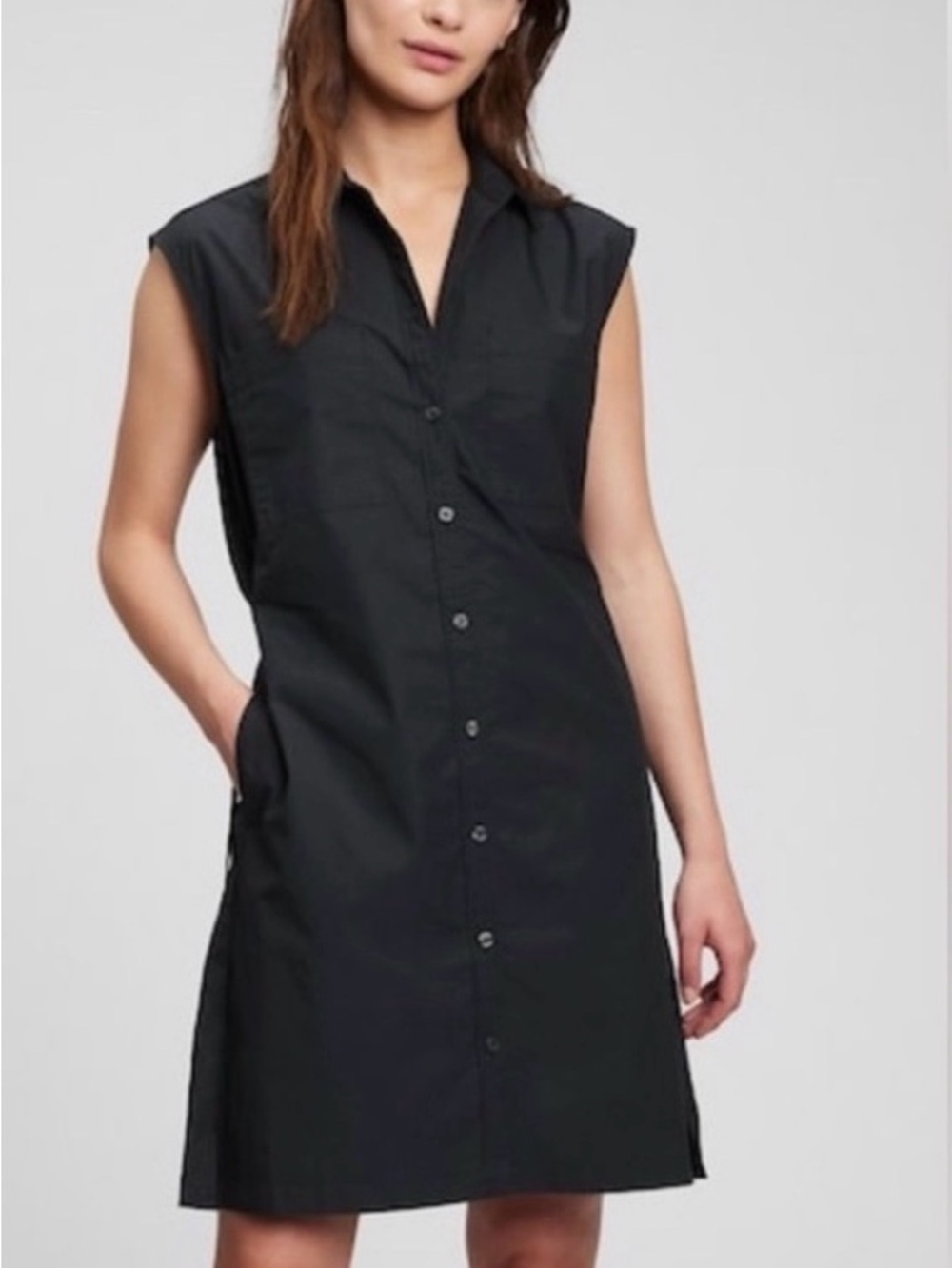 GAP Women’s Utility Button Up Dress Black Sz M
